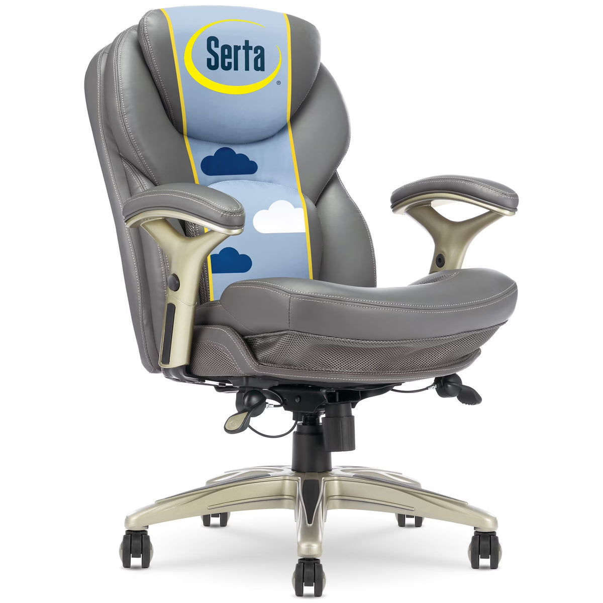 Serta Back in Motion Technology Fabric Executive Office Chair, Light Gray