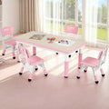 Arlopu Toddler Table and Chair Set Height Adjustable, Kids Activity Table for Reading, Drawing, Eating, Studying, Max 220lbs