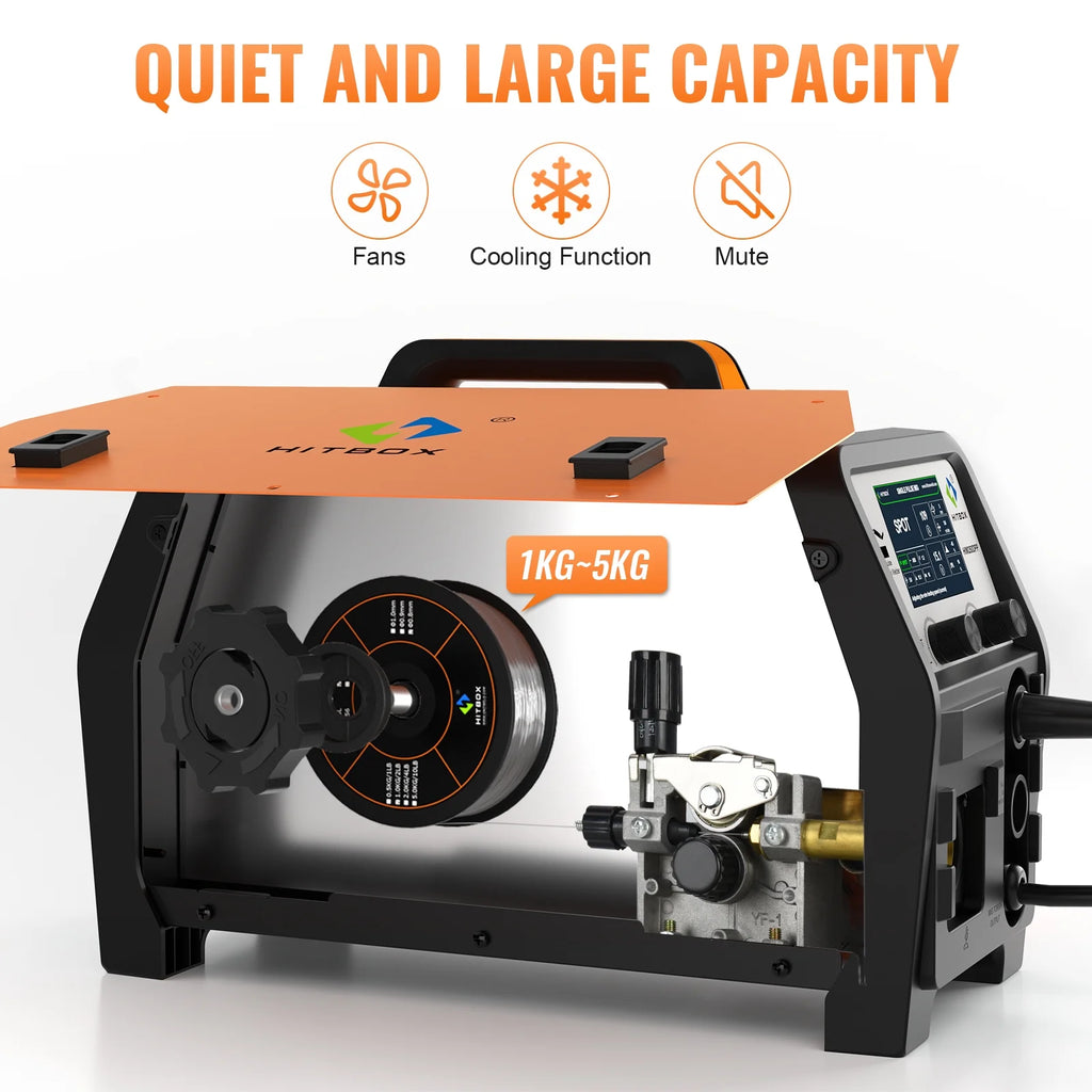 HITBOX Aluminum MIG Welder, 200Amp Dual Pulse MIG Welder 110/220V, Gas /Gasless MIG Lift TIG MMA Stick Welding Machine