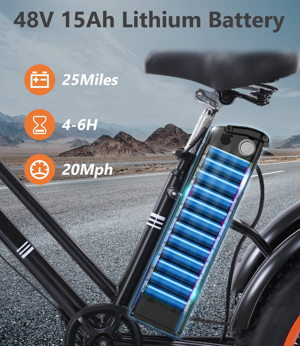 YEBEI Electric Tricycle for Adults Folding E-Trike Motorized Tricycle Electric 3 Wheels Trike Powerful 500W Motor Electric Tricycle 48V15AH Lithium Battery Max 20MPH 20*4.0” Fat Tire Orange