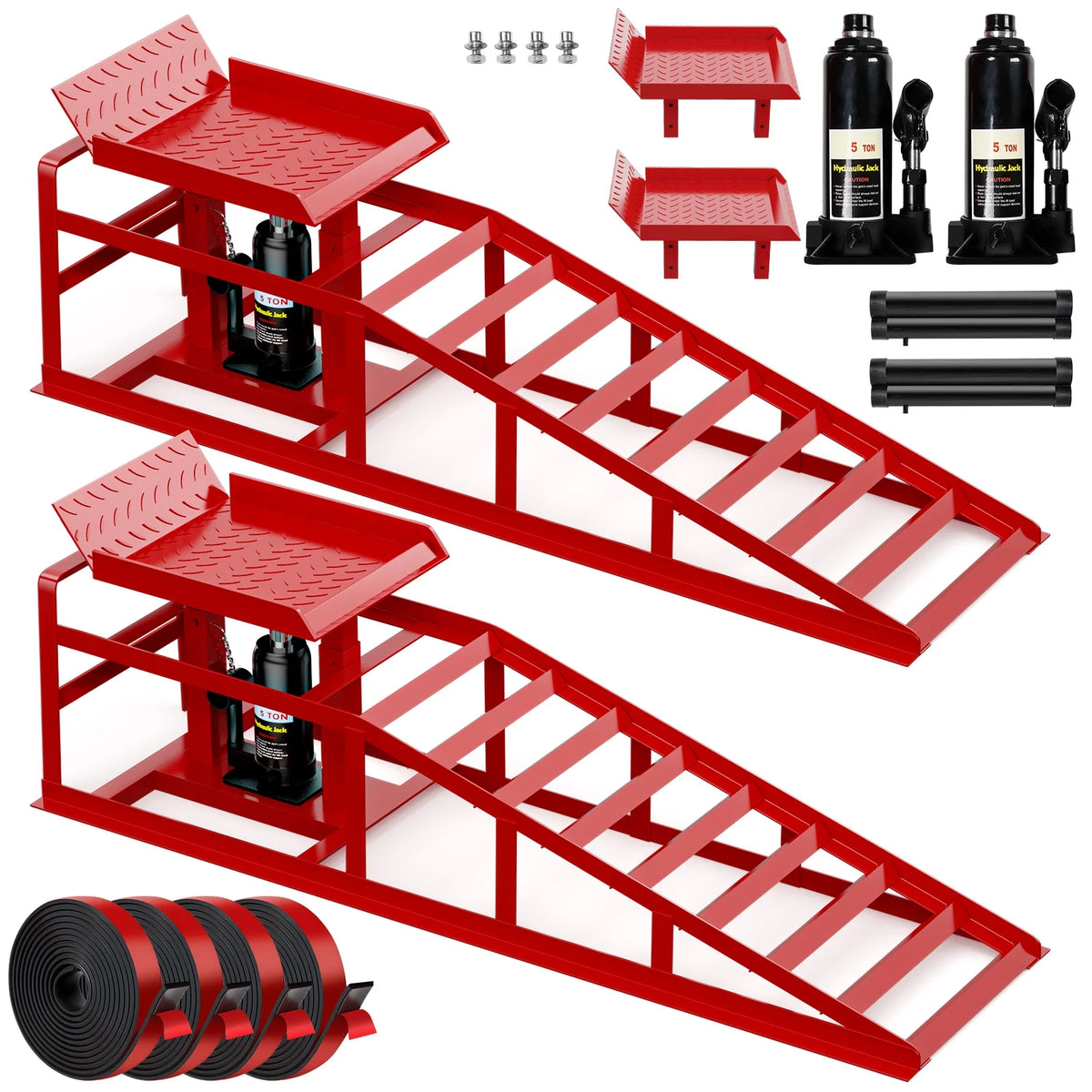 Lafati 2-Pack Hydraulic Car Ramps: Heavy-Duty Vehicle Ramps with 5T / 10000lbs Jack Load Capacity, Portable Design for Effortless Oil Changes and Car Lifts