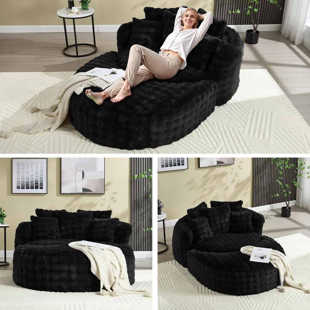 Wiilayok 58'' Oversized Chaise Lounge Chair Indoor,Thickened Backrest Sleeper Sofa Couch with Soft Pillows for Living Room, Gray