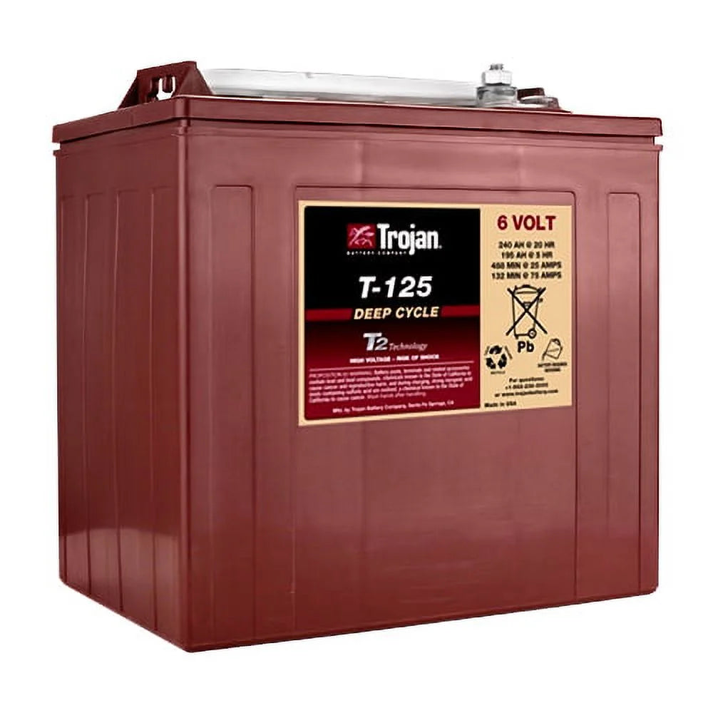 Trojan T-125 240Ah, 6V Deep Cycle Battery - 4 Pack