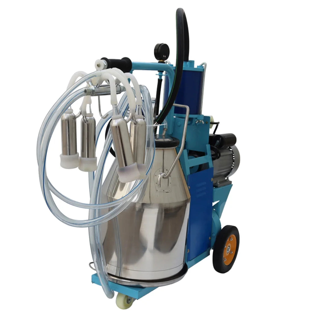 INTBUYING Electric Cow and Goat Piston Milking Machine with 25L Stainless Steel Bucket