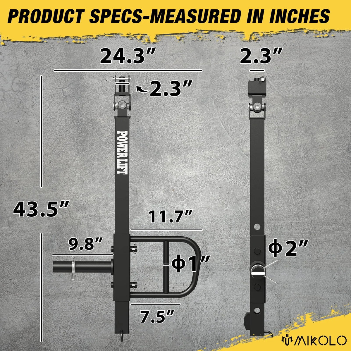 Mikolo Adjustable Jammer arms for power cage, Fit 2*2 Power Cage, Rated 600LBS for Body Strength Training