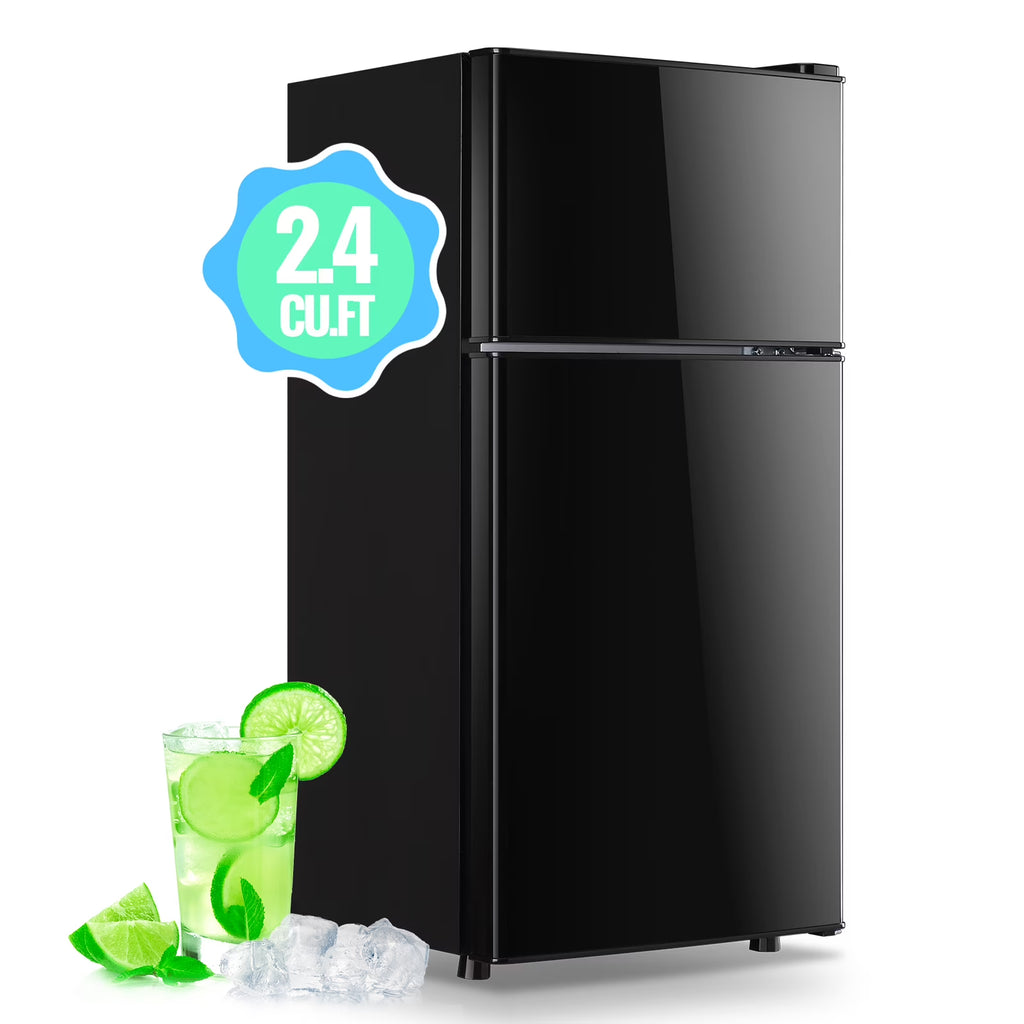 DEMULLER 2.4 Cu.ft Refrigerator Mini Fridge with Freezer Dual Door Personal Fridge New Silver Sale