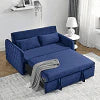 Momspeace 55" Modern Velvet Pull Out Sofa Bed Loveseat Lounge Chaise,Sleeper Sofa Bed with Adjustable Backrest 2 Detachable Arm Pockets - Gray