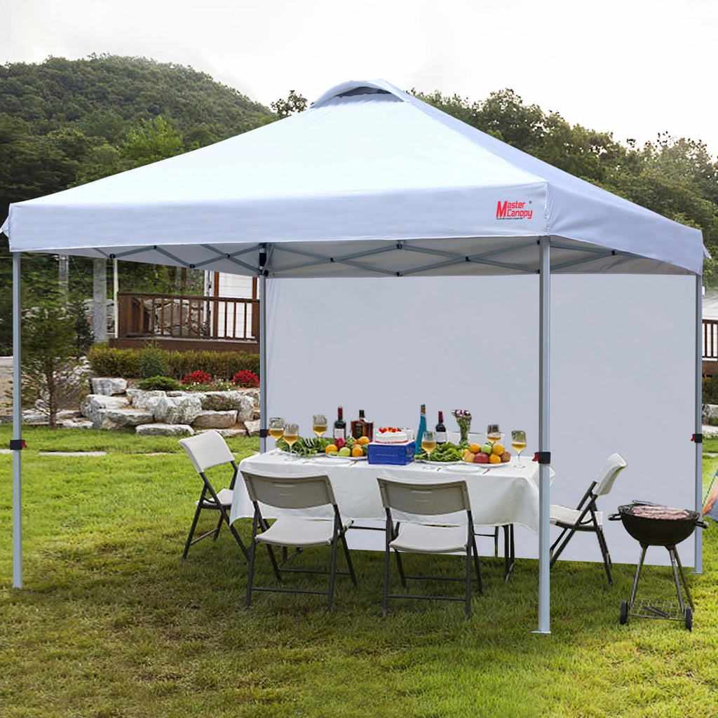 MASTERCANOPY 10' x 10' Easy Pop-up Canopy Tent Outdoor Shade Shelter with 1 Sidewall, White