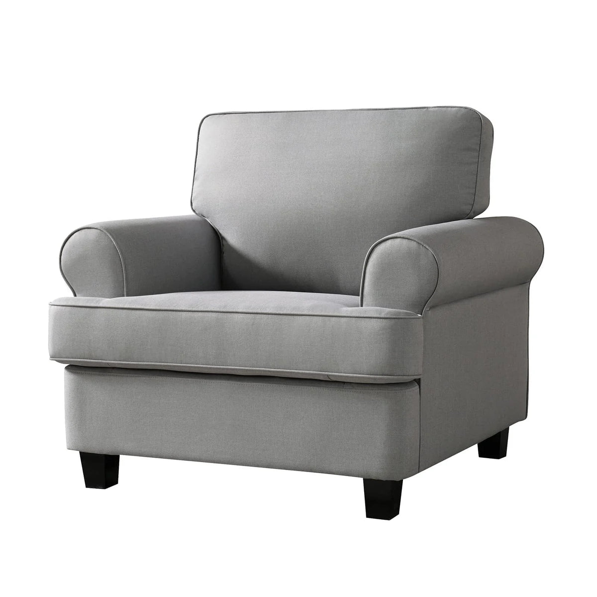 Husbedom 39" Modern Accent Fabric Chair Single Sofa Comfy Upholstered Rolled Arm Chair Living Room Furniture for Bedroom and Reading, Light Gray