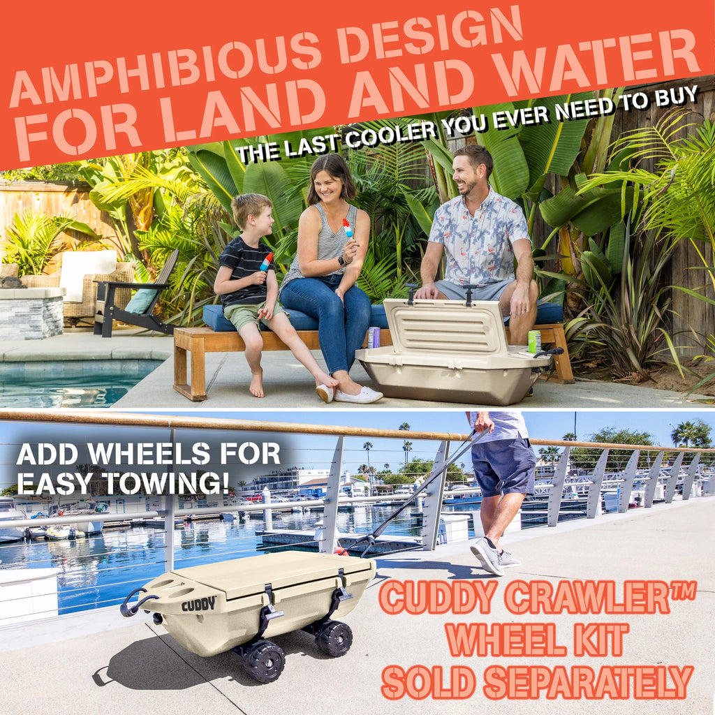 Cuddy Floating Cooler and Dry Storage Vessel - 40QT - Amphibious Hard Shell Design, Navy