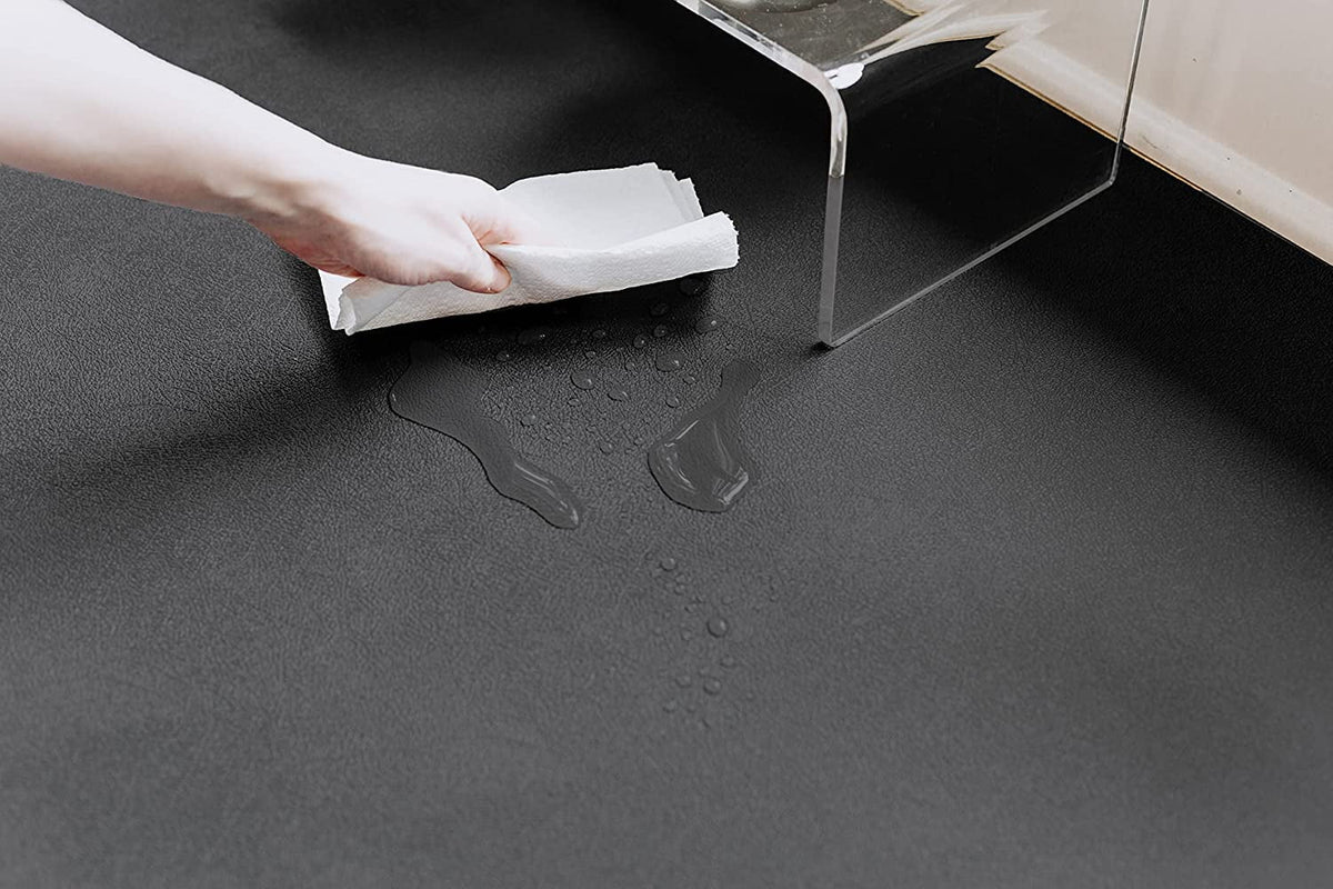 G-Floor 7.5' x 17' Vinyl Levant Pet Friendly Carpet Protector for Dogs & Cats - Midnight Black