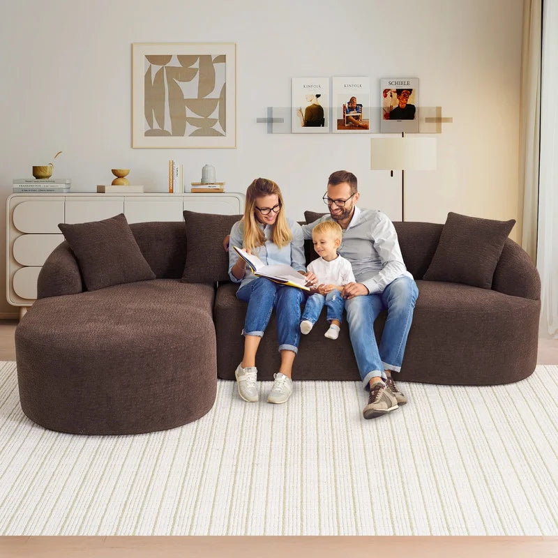 Timbernest 99" Modular Sectional Sofa with Pillows, Chenille L Shaped 3-Seater Couch with Deep Seat, White
