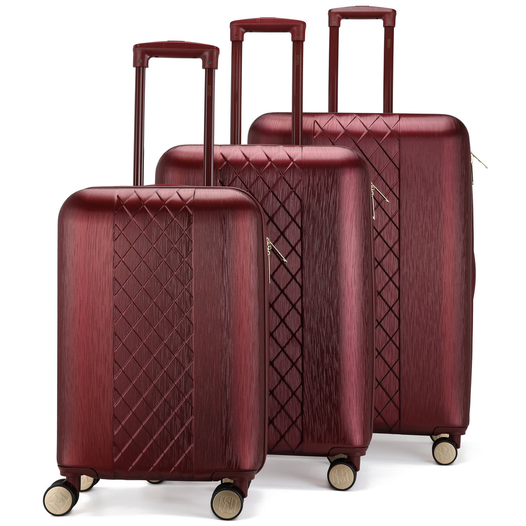 BADGLEY MISCHKA Diamond 3 Piece Expandable Luggage Set (Burgundy)