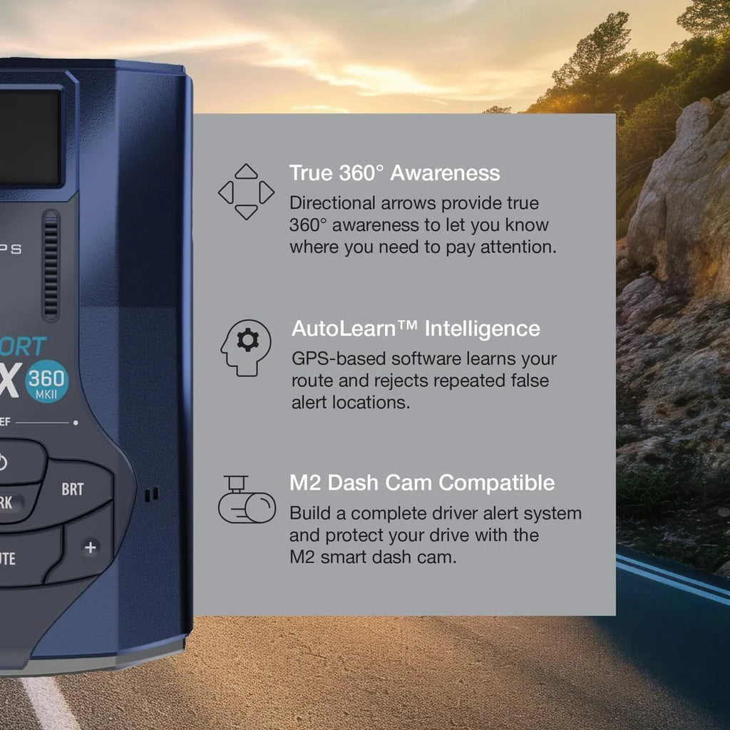Escort MAX 360 MKII Bluetooth Radar Detector (Blue Edition), 360�� Awareness, Exceptional Range, Apple CarPlay & Android Auto