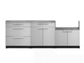 NewAge Products Outdoor Kitchen 4 Piece Cabinet Set in Stainless Steel with Countertop and Covers