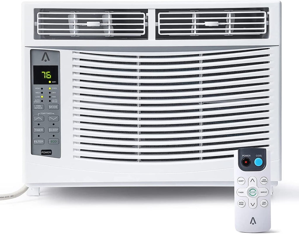 GAOMON 6000 BTU Window Air Conditioner, Cools Up to 350 Sq. Ft, Window AC Unit with Remote, 3 fan speeds, Sleep mode, Auto Restart, 24H Timer Window Air Conditioner, 115V/60Hz, White