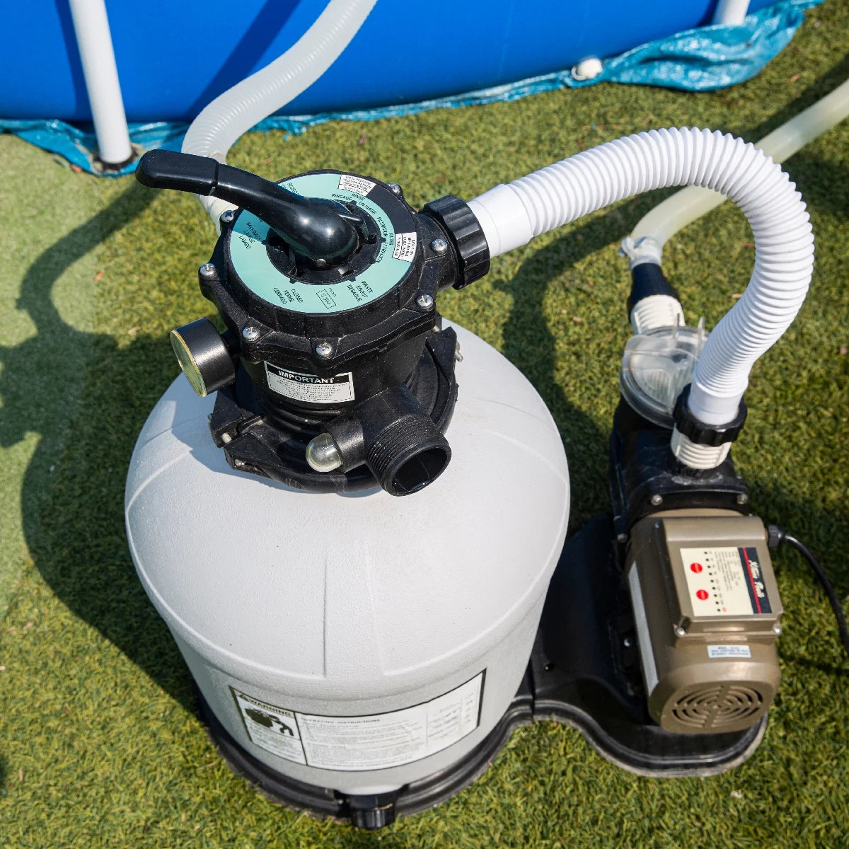 XtremepowerUS Sand Filter Pump for Above Ground Pool, 2400 GPH Pool Filter Pump, 7-Way Valve