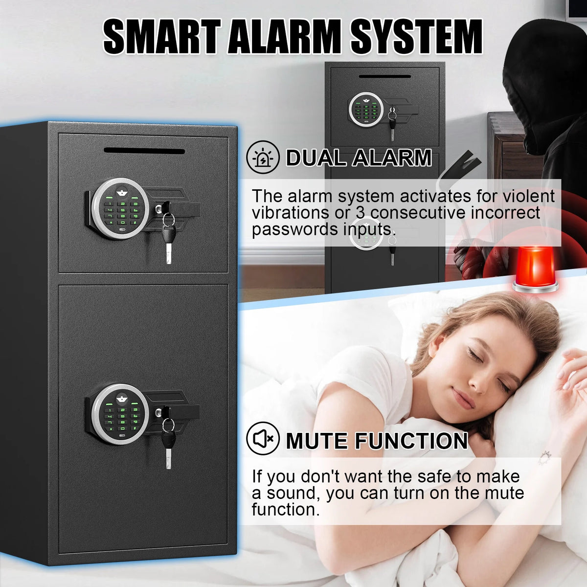 karbeen 7.0 Cu ft Large Safe Box Fireproof Waterproof, Digital KeypadHome Safe with Deposit Slot & Dual Alarm System, Money Safe With Mute Function and LED Light, Security Box for Money Valuables