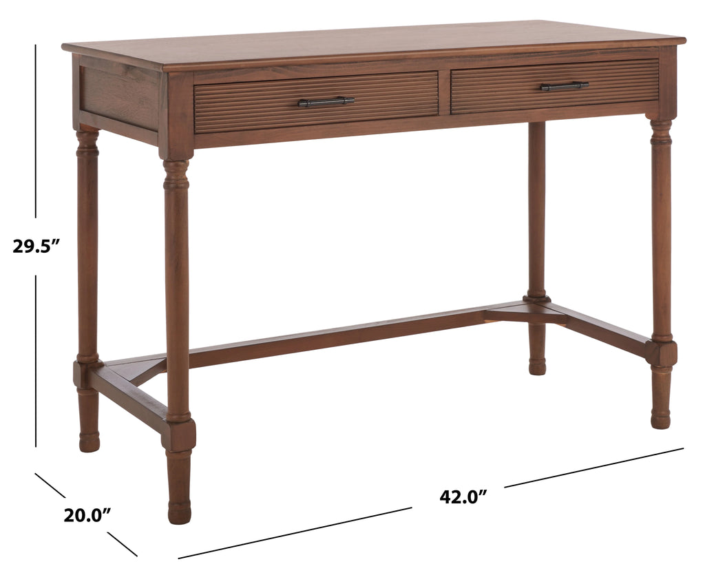 SAFAVIEH Layce Solid Retro 2 Drawer Writing Desk, Brown