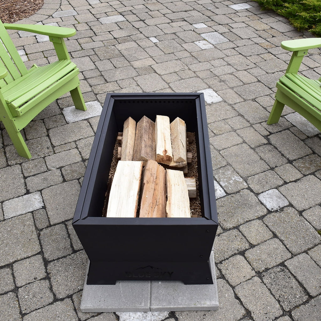 Blue Sky Outdoor Living Rectangle Steel Peak Smokeless Patio Fire Pit, Black
