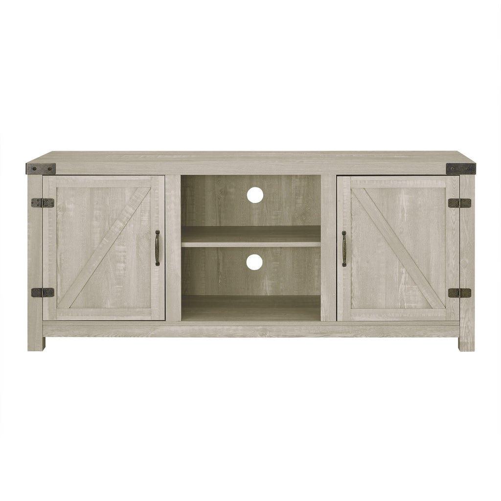 Walker Edison Modern Farmhouse Barn Door TV Stand for TVs up to 65", Grey Wash