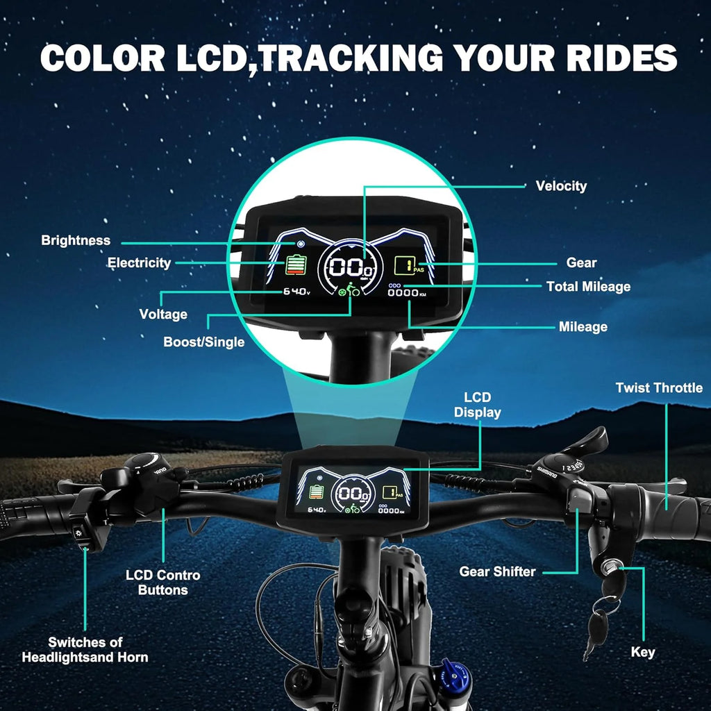 5000W (Peak) Electric-Bike for Adults, 60V 25AH Battery Electric Motorcycle, Dual-Motor-Ebike 50MPH Ebike, 26*4.0 Fat Tire Electric-Bicycle, AWD 21-Speed Mountain Bike for All-Road UL 2849