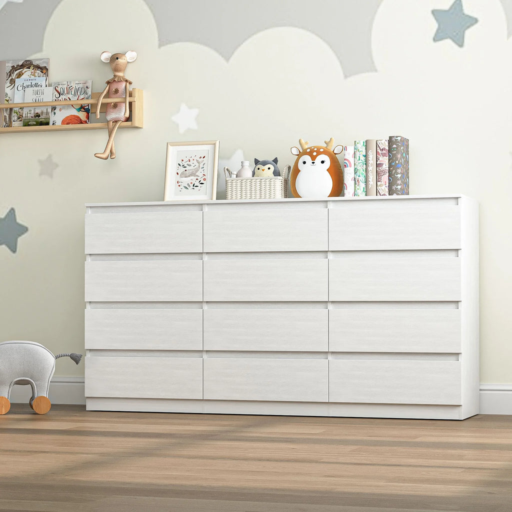 Resenkos Modern Mid Century 6 Drawer Wide Dressers Chests for Bedroom, Chest of Drawer Organizer Grey
