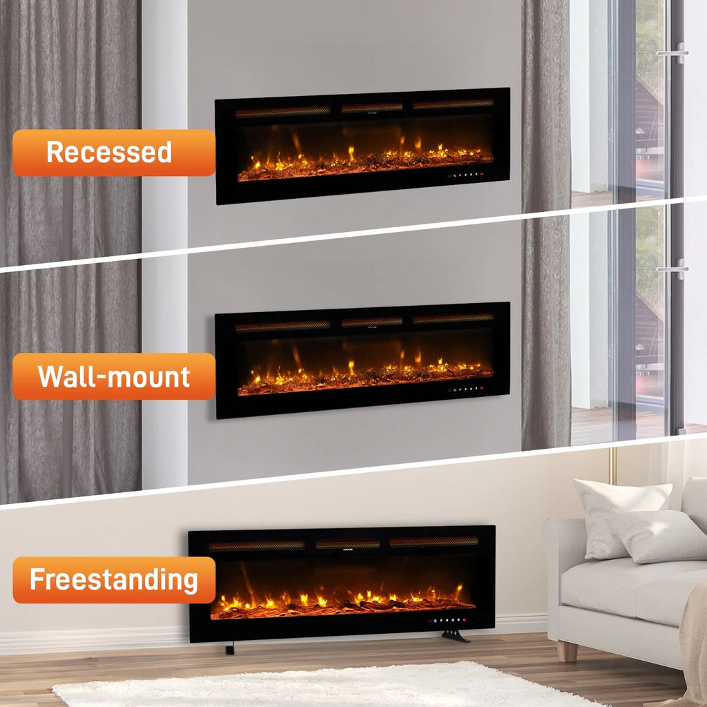 Ktaxon 30" Electric Fireplace, Freestanding/Inserts/Wall Mounted Fireplace Heater with Remote Control, 12 Adjustable Flame Colors, Log & Crystal, 8H Timer for Living Room, Bedroom