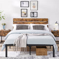 Easyfashion Metal Platform Queen Bed with Wood Headboard