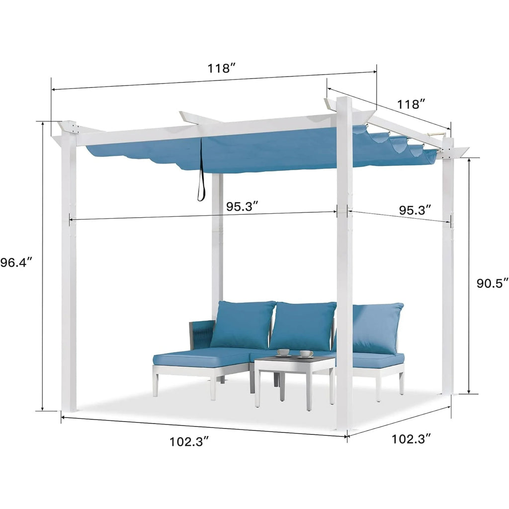 PURPLE LEAF Outdoor Retractable Pergola with Sun Shade Canopy 10' x 13' Patio Aluminum Pergola Shelter for Backyard Deck Garden Modern Metal Grape Trellis Pergola, Beige