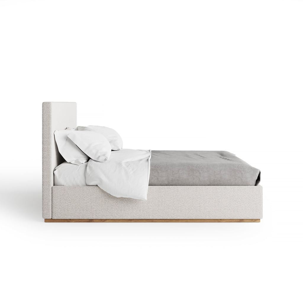 Modern King Bed Frame with Headboard - Upholstered King Size - Monaco Bed - Free Assembly, Sturdy Wood Platform Bedframe, Strong Wooden Slats, Strong Weight Capacity, Non-Slip and Noise-Free