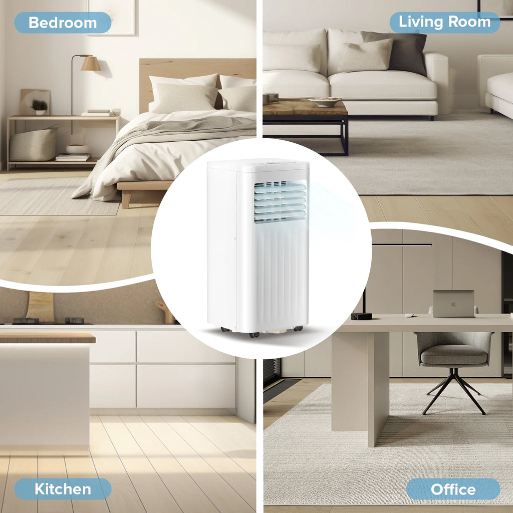 KISSAIR Portable Air Conditioner 8000 BTU Ashrae, 3-in-1 Portable AC, Dehumidifier & Fan with 24-Hour Timer/Remote Control/Windows Kit (White)