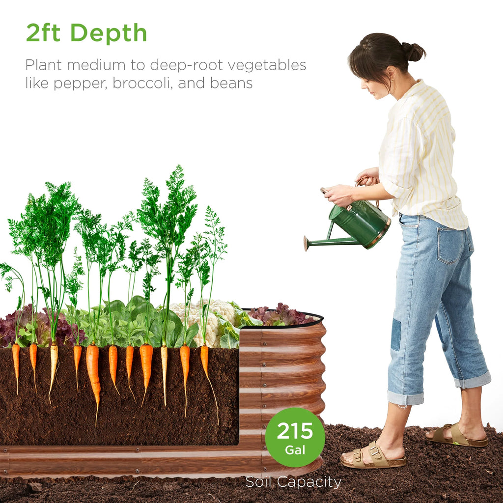 Best Choice Products 8x2x2ft Metal Raised Garden Bed, Oval Outdoor Planter Box w/ 4 Support Bars - Charcoal