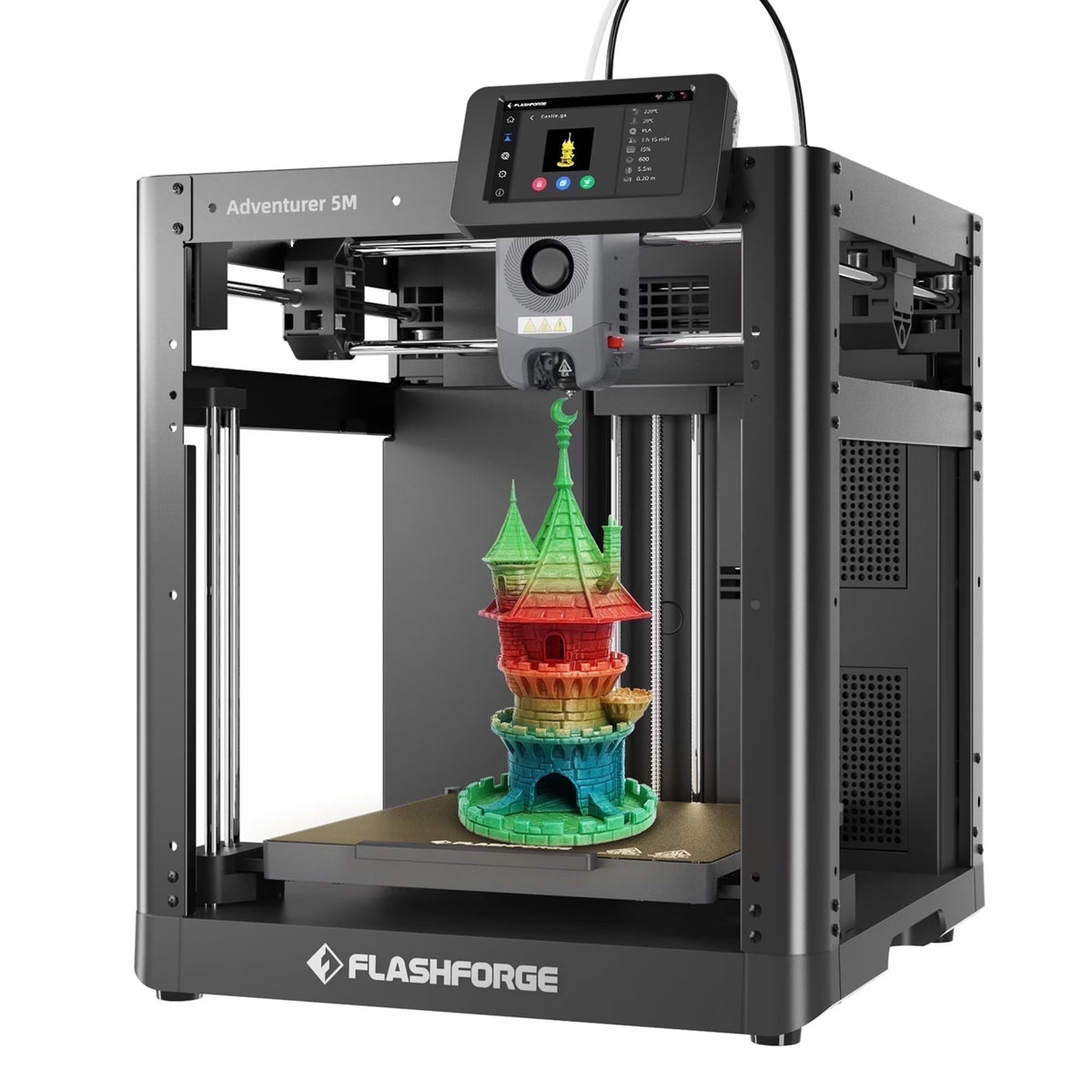 Flashforge Adventurer 5M 3D Printer, Fully Auto Leveling & 600mm/s High Speed Printing, Black