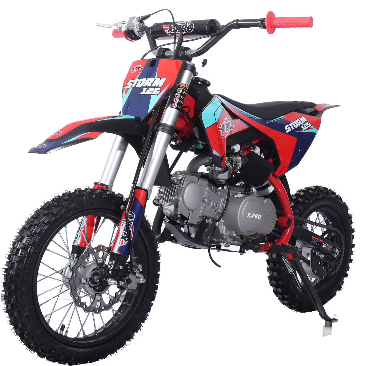 X-Pro Brand New Storm 125cc Dirt Bike with 4-Speed Semi-Auto Transmission, Kick Start, Big 14"/12" Tires!