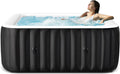 73 inch Outdoor Inflatable Hot Tub with 130 Bubble Air Jets, 4-6 Person Square Portable Hottub Spa with LED Control Panel, Blow Up Spa Bathtub with 2 Filter, Temperature up to 104��F