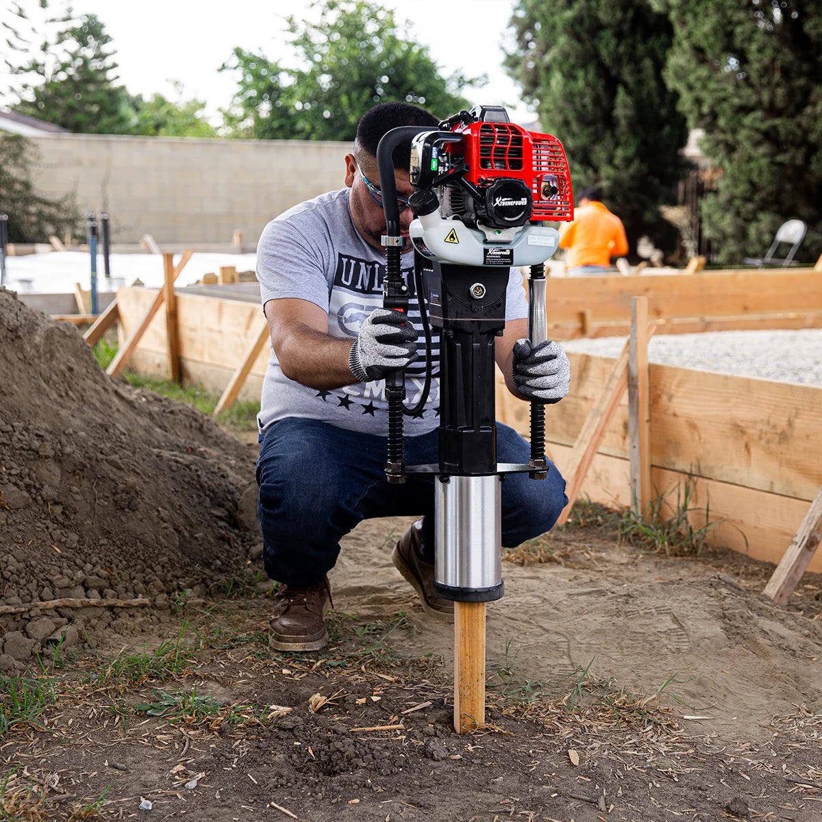 XtremepowerUS 52CC Gas Powered T-Post Driver, 1900W Heavy Duty Fence Post Driver, 2 Heads