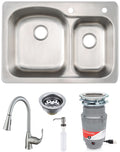 Frigidaire 60/40 Dual Mount 33" Stainless Steel Kitchen Sink Combo W/ Brushed Nickel Faucet & Disposal