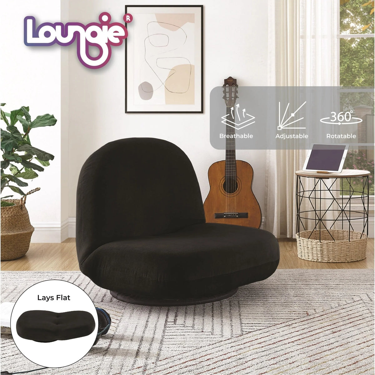 Loungie Brinleigh 5 Adjustable Positions Recliner/Floor Chair Blue