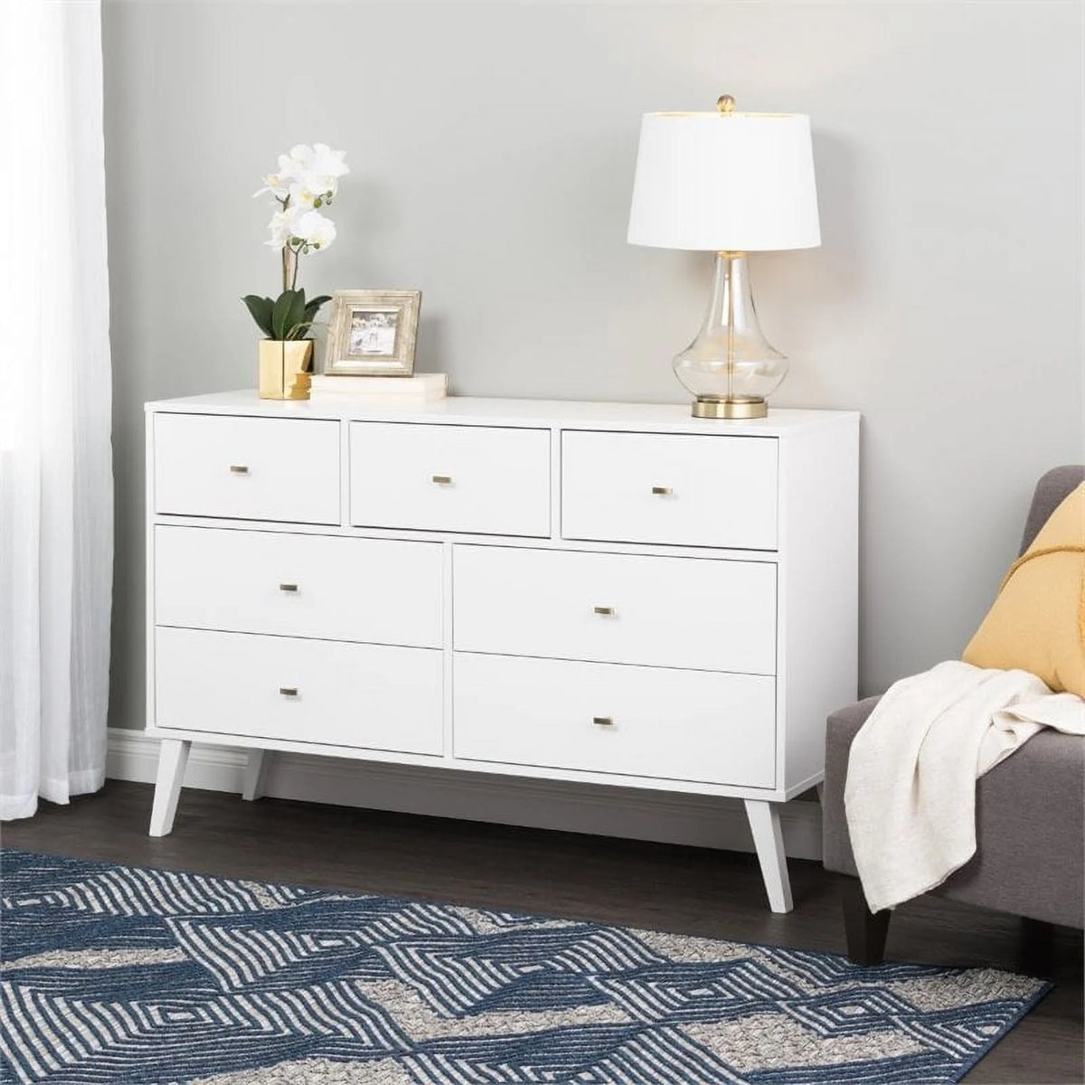 Home Square 2-Piece Set with Modern Tall 6-Drawer Chest & 7 Drawer Dresser
