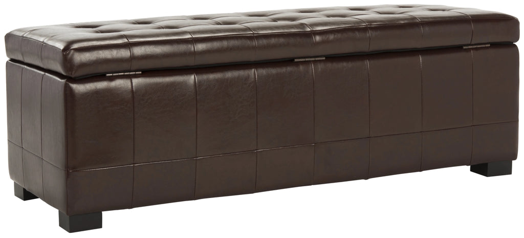 SAFAVIEH Large Manhattan Rustic Tufted Storage Bench, Brown