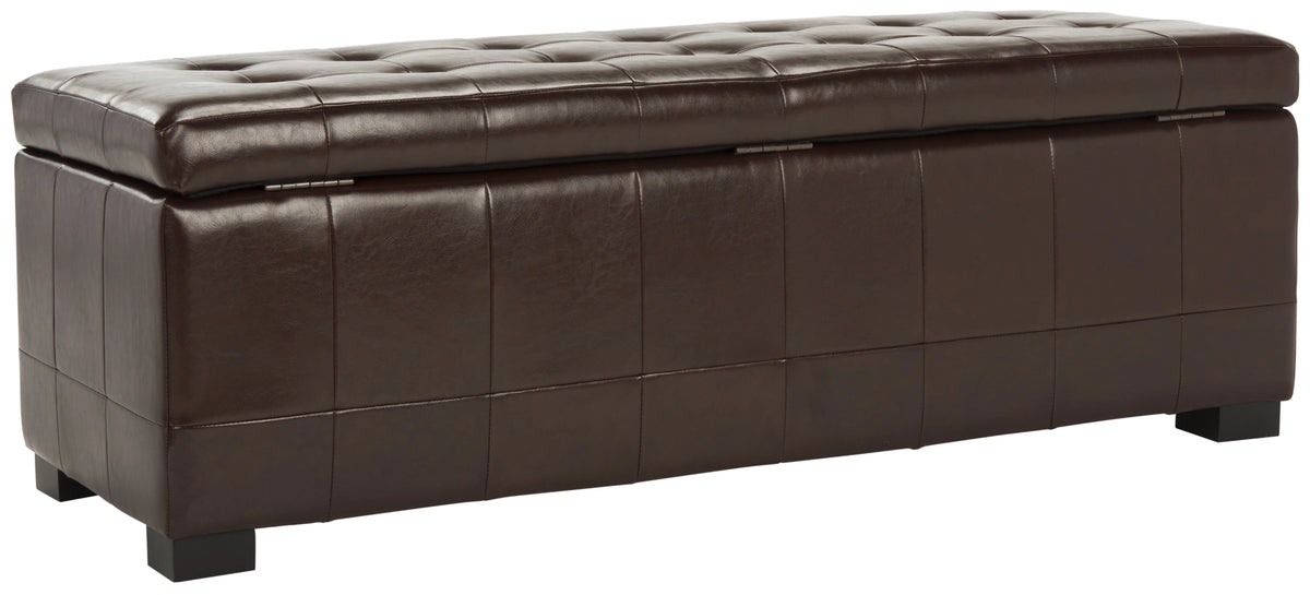 SAFAVIEH Large Manhattan Rustic Tufted Storage Bench, Brown
