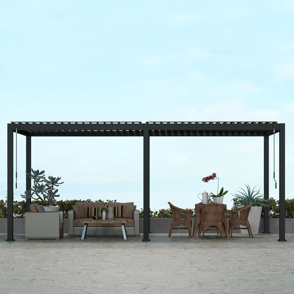 Mirador 10'x 10' 111S Outdoor Aluminum Pergola w/ Adjustable Rainproof Louver for Garden, Patio, Backyard, Takasho/Wood Grain