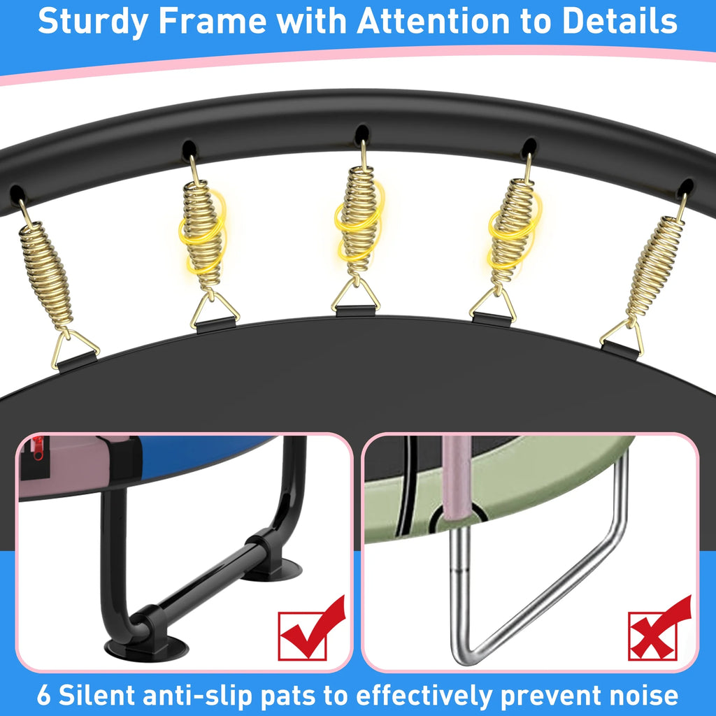 CITYLE Trampoline for Kids 600LBS 60'' 5FT Toddler Trampoline Indoor Outdoor with Basketball Hoop, Swing, Adjustable Bar, Mini Small Trampoline with Enclosure, Gifts for Toddlers, Boys & Girls