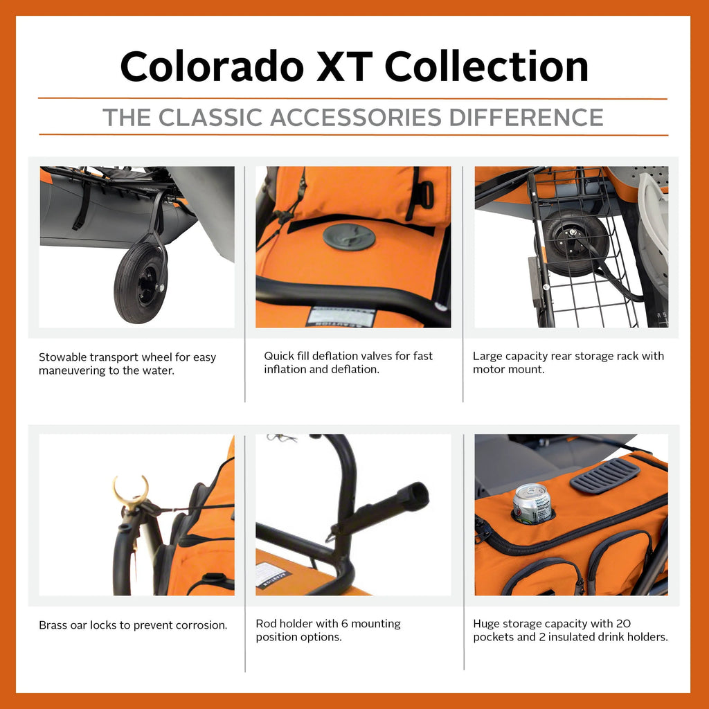 Classic Accessories Colorado XT Pontoon Fishing Boat, Pumpkin/Grey