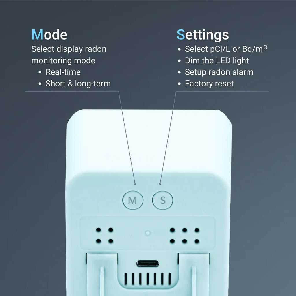 Ecosense EB100 EcoBlu, Digital Radon Detector, Fast & Accurate, Short-Term and Long-Term Monitoring, Full Size LED Screen, Easy to Use (White)