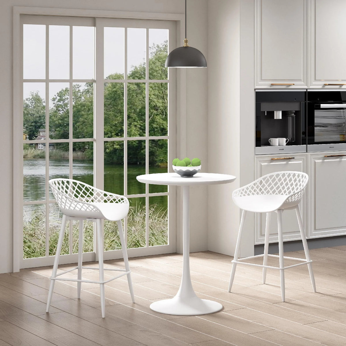 Kurv Indoor and Outdoor Counter Stool - Aloe Green - Set of 2