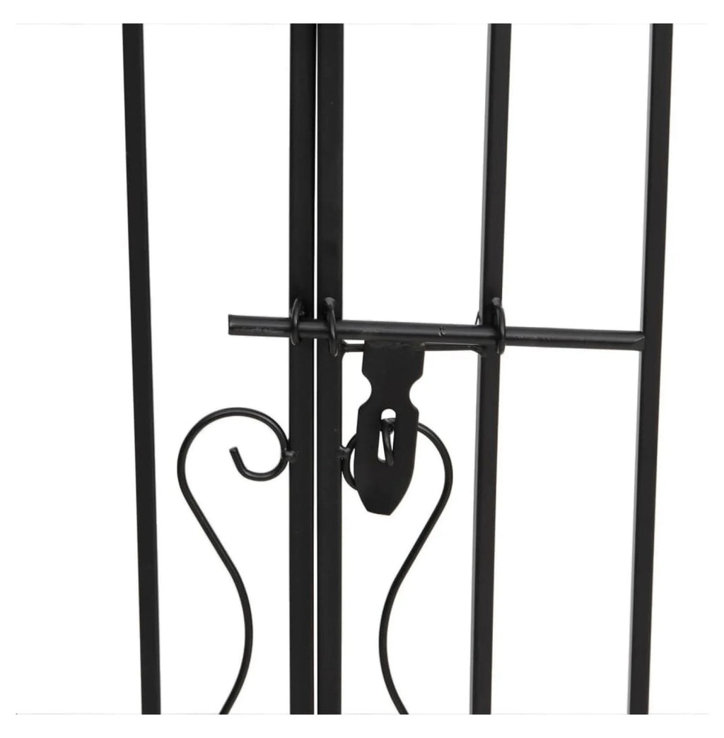 Wrought Iron Garden Gate - 47.6" Black Ornamental Fence Gate with Posts - Outdoor Entryway for Yard, Patio, and Garden - Lockable & Durable