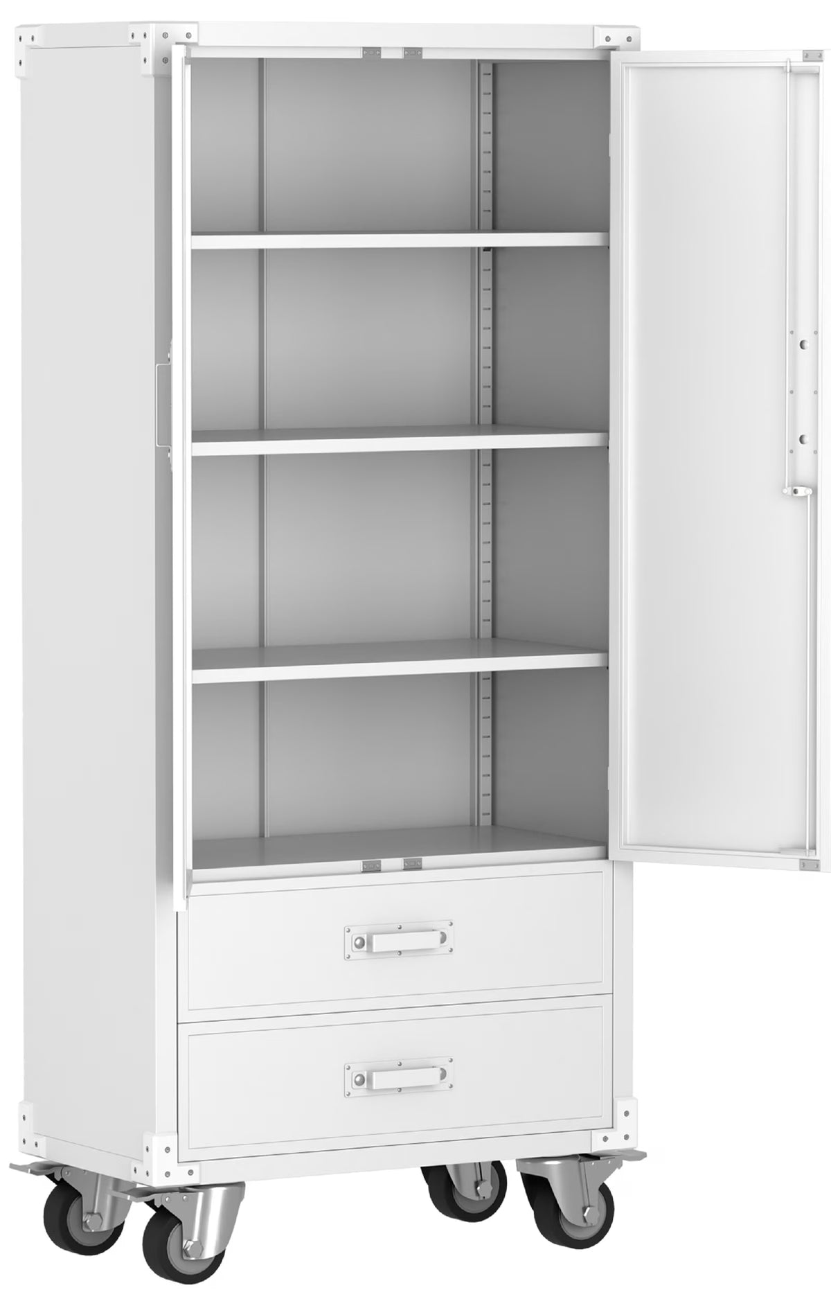 SUPEER 71" Metal Storage Cabinets with Wheels and Pegboards, Industrial Cabinet with 2 Drawers and 2 Adjustable Shelves,, Assembly Required