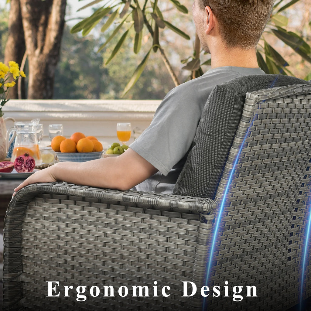 Vcatnet 4 Pieces Outdoor Patio Furniture All-weather Wicker Conversation Set with Coffee Table for Garden,Poolside,Gray